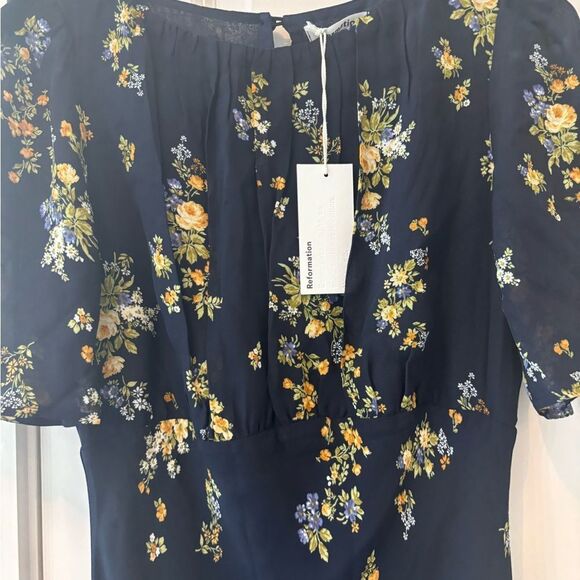 Reformation Floral Maxi Dress - Navy and Yellow - Picture 11 of 13